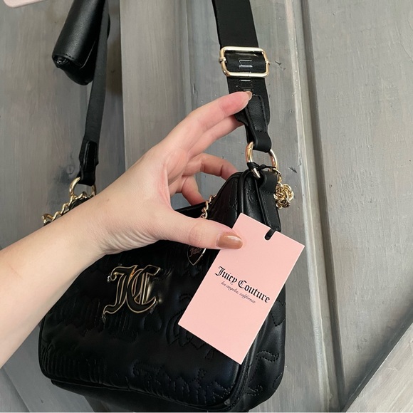 NWT Juicy Couture Purse Crossbody with Mini Coin Purse Charm Y2K Style Black - Picture 6 of 10